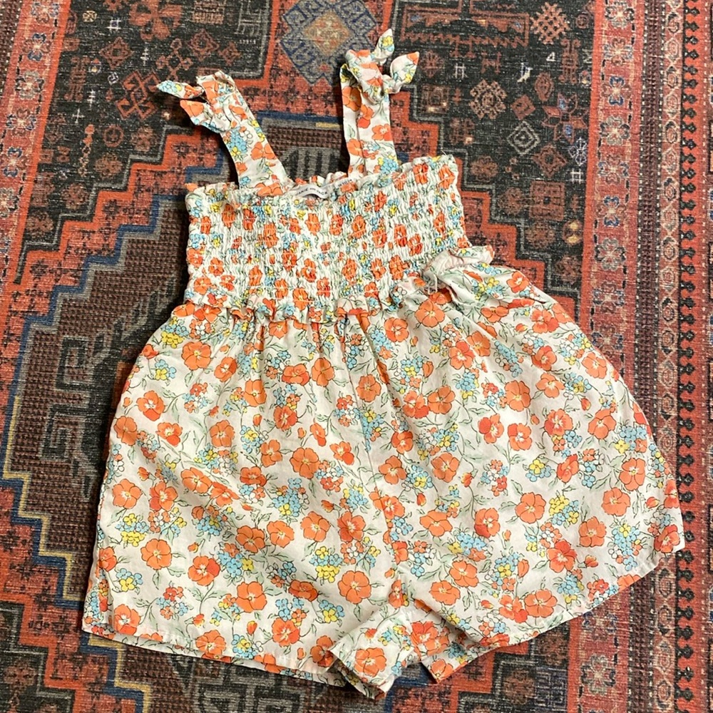 Janie and Jack Floral Romper 18-24 Months with Snap Bottom and Liner Toddler